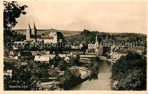 AK / Ansichtskarte Rochlitz Sachsen Stadtansicht mit Kirche Zwickauer Mulde Kat. Rochlitz