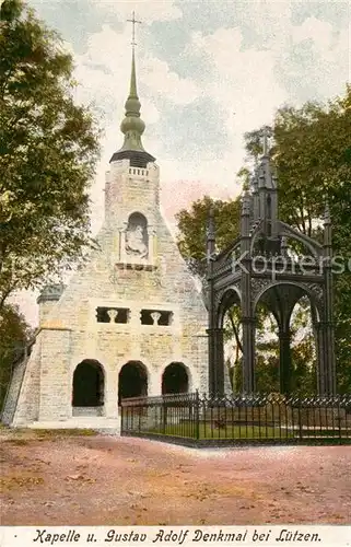 AK / Ansichtskarte Luetzen Kapelle und Gustav Adolf Denkmal Kat. Luetzen