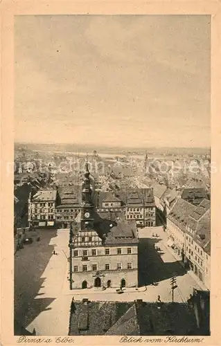 AK / Ansichtskarte Pirna Panorama Blick vom Kirchturm Marktplatz Rathaus Kat. Pirna