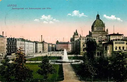 AK / Ansichtskarte Leipzig Reichsgericht mit Schmuckplatz und Villen Kat. Leipzig