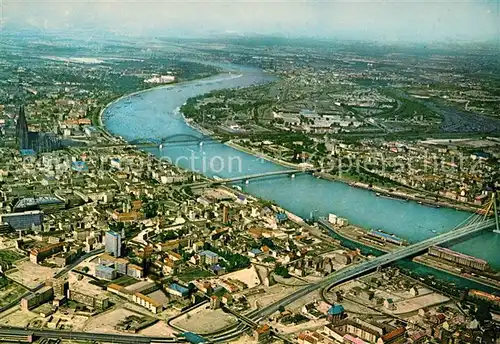 AK / Ansichtskarte Koeln Rhein Stadtblick und Dom Fliegeraufnahme Kat. Koeln