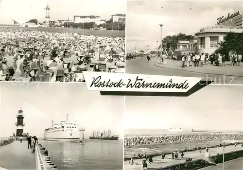 AK / Ansichtskarte Rostock Warnemuende Leuchtturm Gaststaette Teepott HO Gaststaette Kurhaus Strand Kat. Rostock