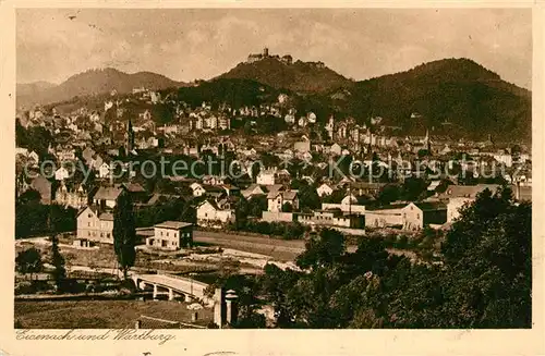 AK / Ansichtskarte Eisenach Thueringen Panorama mit Wartburg Original Gravuere Karte Kat. Eisenach