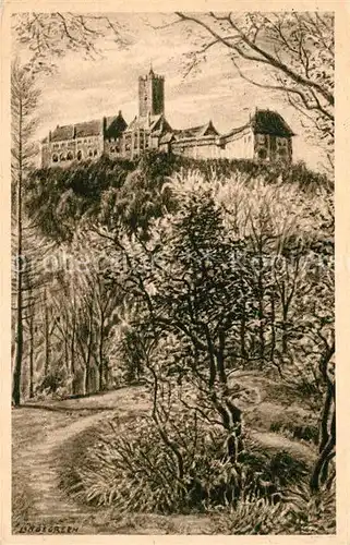 AK / Ansichtskarte Wartburg Eisenach Fruehling K. Lindegreen Kuenstlerkarte Kat. Eisenach