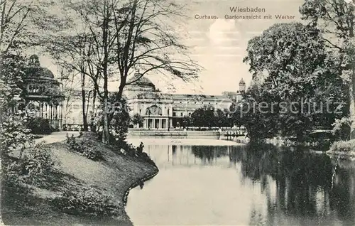 AK / Ansichtskarte Wiesbaden Kurhaus Garten Weiher Kat. Wiesbaden