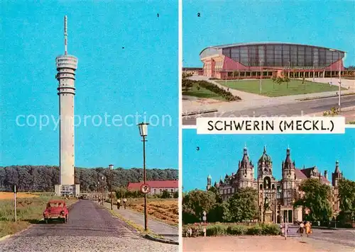 AK / Ansichtskarte Schwerin Mecklenburg Fernsehturm Sporthalle Schloss  Kat. Schwerin