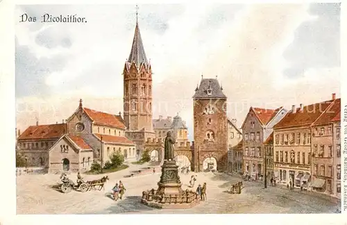 AK / Ansichtskarte Eisenach Thueringen Nicolaitor Kirche Lutherdenkmal Kuenstlerkarte Deutsche Reichspost Kat. Eisenach