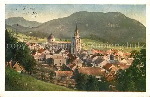 AK / Ansichtskarte Mariazell Steiermark Ortsansicht mit Basilika und Sauwand Muerzsteger Alpen Kat. Mariazell