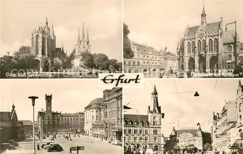 AK / Ansichtskarte Erfurt Dom Severikirche Fischmarkt Rathaus Bahnhofsplatz Anger Kat. Erfurt