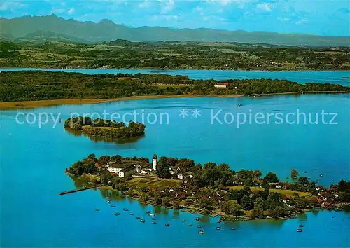 AK / Ansichtskarte Frauenchiemsee Fliegeraufnahme Herrenchiemsee Kat. Chiemsee