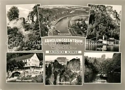 AK / Ansichtskarte Rathen Saechsische Schweiz Burg Hotel Erbgericht Bastei Elbpanorama Amselsee Basteibruecke Kat. Rathen Sachsen