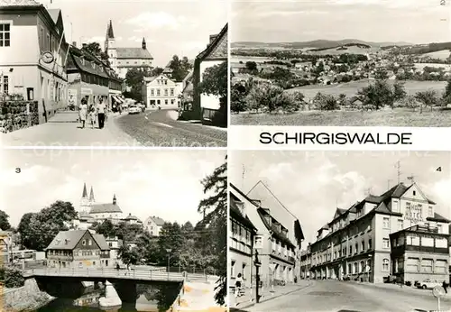 AK / Ansichtskarte Schirgiswalde Thaelmann Strasse Panorama Teilansicht Obermarkt HO Hotel Erbgericht Kat. Schirgiswalde