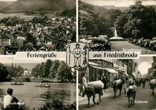 AK / Ansichtskarte Friedrichroda Springbrunnen Kuhherde Gondelteich Kat. Friedrichroda