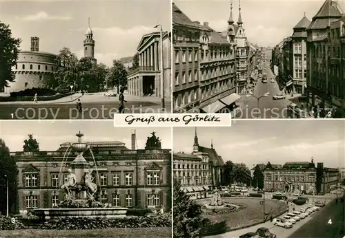 AK / Ansichtskarte Goerlitz Sachsen Kaisertrutz Gerhard Hauptmann Theater Berliner Strasse Postamt Kat. Goerlitz