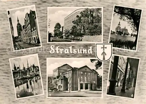 AK / Ansichtskarte Stralsund Mecklenburg Vorpommern Badenstrasse Krankenhaus Marienkirche Stadttheater Rathaus Kat. Stralsund