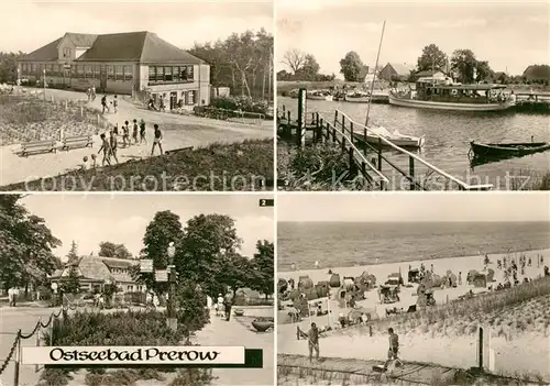 AK / Ansichtskarte Prerow Ostseebad Strand HO Gaststaette Duenenhaus Cafe Strandeck Hafen Kat. Darss