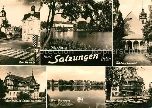 AK / Ansichtskarte Bad Salzungen Markt Kurhaus Katholische Kirche Kinderheim Burgsee Kat. Bad Salzungen