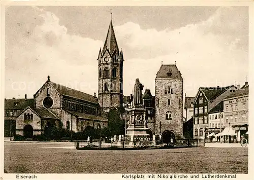 AK / Ansichtskarte Eisenach Thueringen Karlsplatz Nikolaikirche Lutherdenkmal Kat. Eisenach