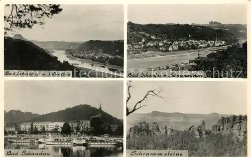 AK / Ansichtskarte Bad Schandau Elbtal mit Lilienstein Schrammstein Elbsandsteingebirge Kat. Bad Schandau