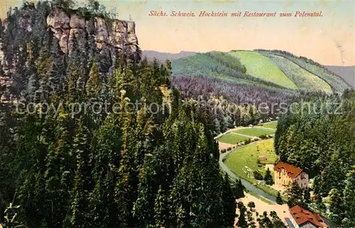 AK / Ansichtskarte Wehlen Sachsen Hockstein mit Restaurant zum Polenztal Elbsandsteingebirge Kat. Wehlen