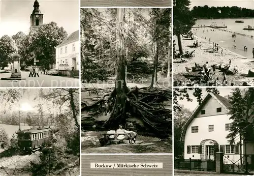 AK / Ansichtskarte Buckow Maerkische Schweiz Markt Wurzelfichte Strandbad am Schermuetzelsee Brecht Weigel Haus Waldbahn Kat. Buckow Maerkische Schweiz