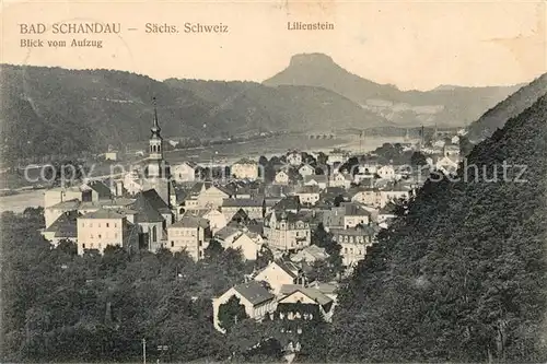 AK / Ansichtskarte Bad Schandau Panorama Blick vom Aufzug mit Lilienstein Tafelberg Elbsandsteingebirge Kat. Bad Schandau