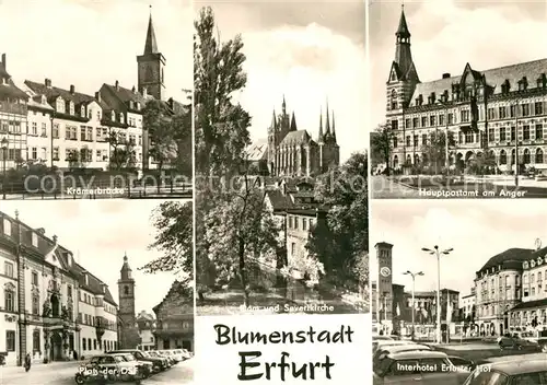 AK / Ansichtskarte Erfurt Kraemerbruecke Severikirche Dom Platz der DSF Interhotel Erfurter Hof Kat. Erfurt