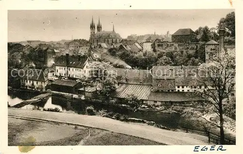 AK / Ansichtskarte Eger Tschechien Stadtpanorama mit Kirche Heimatkartenserie Sudetenland