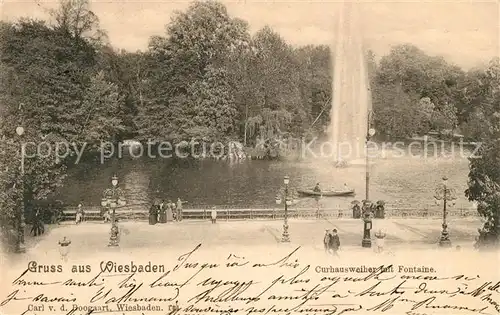 AK / Ansichtskarte Wiesbaden Fontaene im Kurhausweiher Kat. Wiesbaden