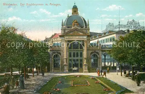 AK / Ansichtskarte Wiesbaden Kochbrunnen mit Anlagen Kat. Wiesbaden