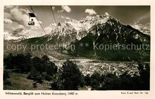 AK / Ansichtskarte Mittenwald Bayern Lift zum Hohen Kranzberg Kat. Mittenwald