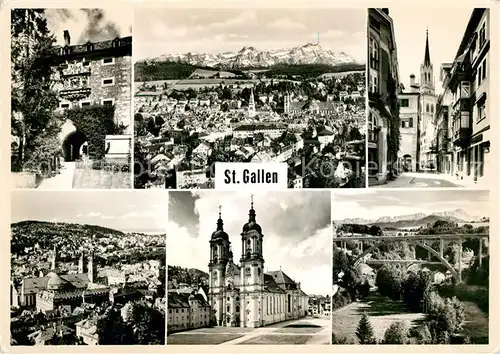 AK / Ansichtskarte Gallen Kanton St Panoramen Kirche Bruecke Kat. St Gallen