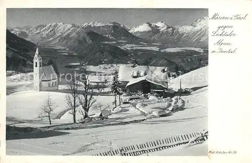 AK / Ansichtskarte Moesern Winterpanorama Blick gegen Lechtaler Alpen und Inntal Serie Deutsche Heimatbilder Huber Karte Nr 18 Kat. Telfs