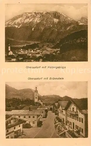 AK / Ansichtskarte Oberaudorf Panorama Kaisergebirge Ortsansicht mit Kirche Bruennstein Kat. Oberaudorf