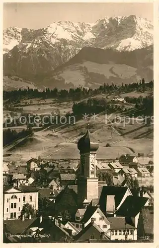 AK / Ansichtskarte Immenstadt Allgaeu Ortsansicht mit Kirche Blick zur Daumengruppe Kat. Immenstadt i.Allgaeu