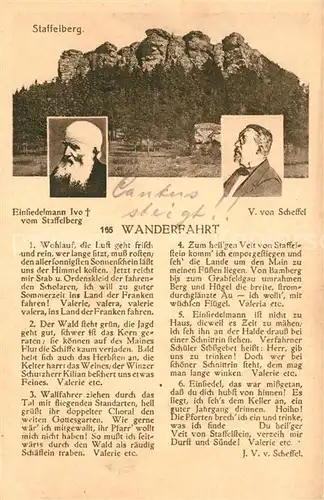 AK / Ansichtskarte Staffelberg Einsiedelmann Ivo vom Staffelberg Gedicht Wanderfahrt von Scheffel Portrait Kat. Bad Staffelstein