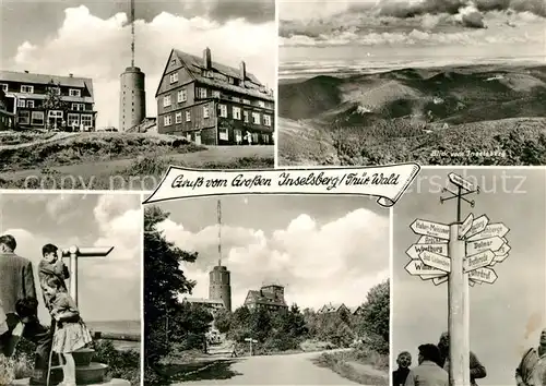 AK / Ansichtskarte Inselsberg Schmalkalden Gaststaette Aussichtsturm Wegweiser  Kat. Schmalkalden