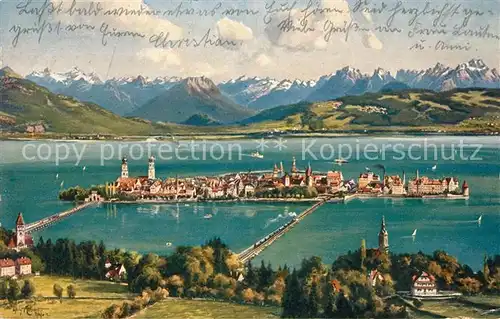 AK / Ansichtskarte Lindau Bodensee Fliegeraufnahme Kat. Lindau (Bodensee)