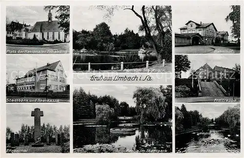 AK / Ansichtskarte Limbach Sachsen Platz Stadtbank Ehrenmal Stadtpark Bahnhof Freitreppe Kat. Limbach Oberfrohna