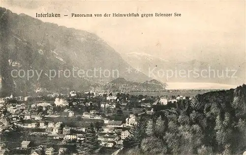 AK / Ansichtskarte Interlaken BE Panorama von der Heimwehfluh mit Brienzer See Kat. Interlaken