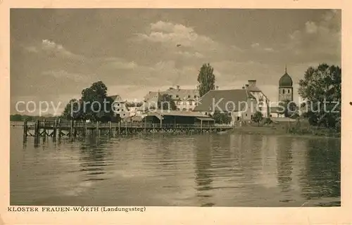 AK / Ansichtskarte Frauenwoerth Chiemsee Kloster Frauenwoerth Bootssteg Kat. Chiemsee