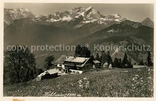 AK / Ansichtskarte Eckbauer Alm mit Hoch Wanner Hoher Gaif Hoch Blassen Alpspitze Zugspitze Waxenstein