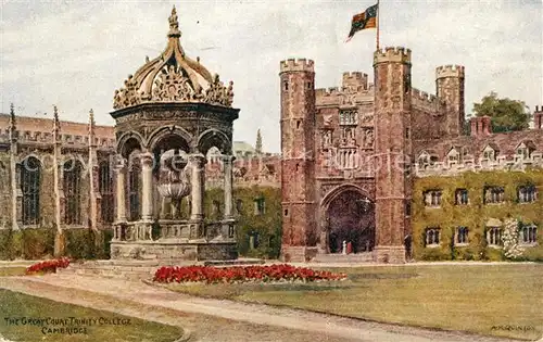 AK / Ansichtskarte Cambridge Cambridgeshire Great Court Trinity College Painting Kuenstlerkarte