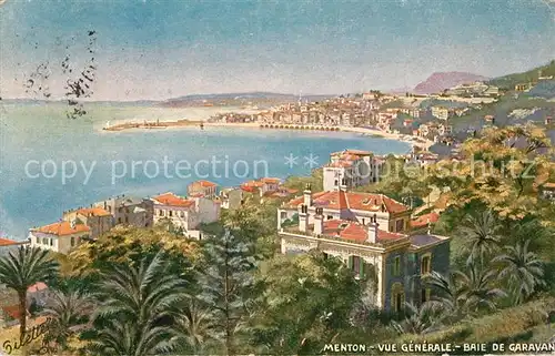 AK / Ansichtskarte Menton Alpes Maritimes Vue generale Baie de Garavan Oilette Serie 765 No. 52 Kat. Menton