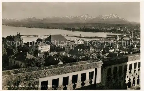 AK / Ansichtskarte Konstanz Bodensee Panorama Blick vom Muenster Alpenkette Kat. Konstanz