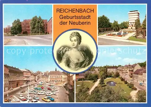 AK / Ansichtskarte Reichenbach Vogtland Ingenieurschule Neuberin Wasserturm Markt Park des Friedens Kat. Reichenbach