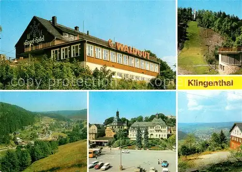 AK / Ansichtskarte Klingenthal Vogtland Sporthotel Waldgut Grosse Aschbergschanze OT Steindoebra Platz der Einheit Aschberg Kat. Klingenthal Sachsen