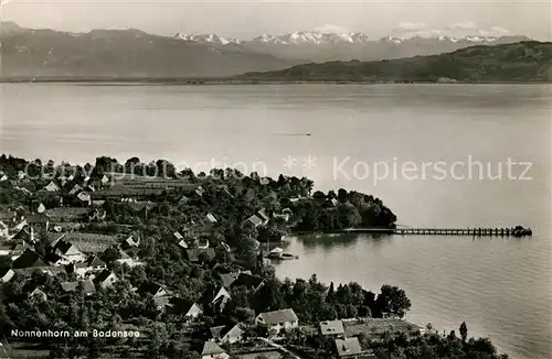 AK / Ansichtskarte Nonnenhorn mit Alpenpanorama Fliegeraufnahme Kat. Nonnenhorn Bodensee