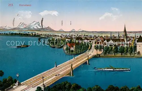 AK / Ansichtskarte Konstanz Bodensee Panorama Rheinbruecke Alpen Kat. Konstanz