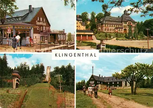 AK / Ansichtskarte Klingenthal Vogtland HOG Sport Hotel Rathaus Gr Aschbergschanze Jugendherberge Klemens Gottwald Kat. Klingenthal Sachsen